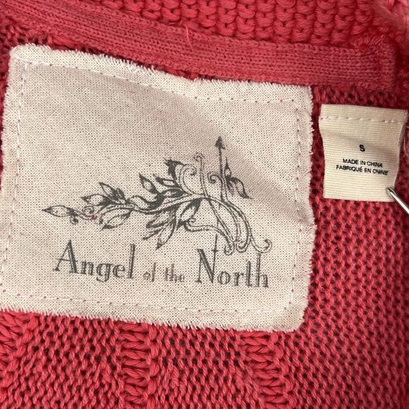 Angel of the North Anthropologie Cashmere Blend Open Knit Coral Cardigan Sz Smal - Picture 4 of 4